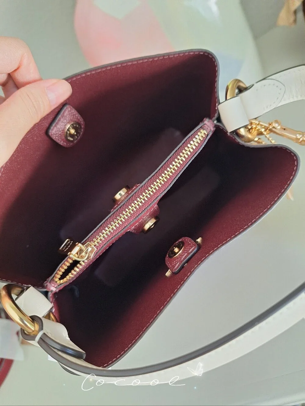NWT Coach town bucket bag signature small purse khaki Chalk